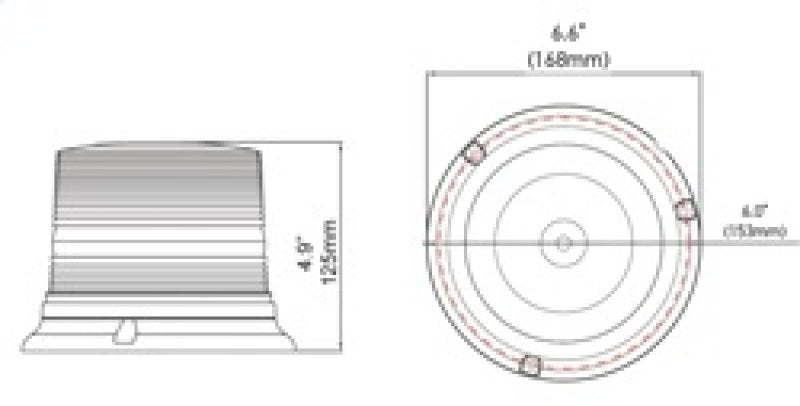 Hella K-LED 40 Compact LED Beacon, Fixed, 11-110V, Amber H27115001 Technical Drawing