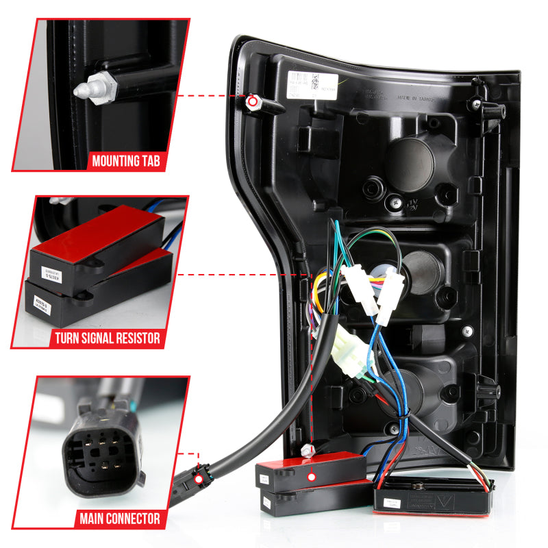 ANZO 18-19 Ford F-150 LED Taillight Black Housing Clear Lens Red Light Bar W/Sequential 311314 311314 Photo - Unmounted