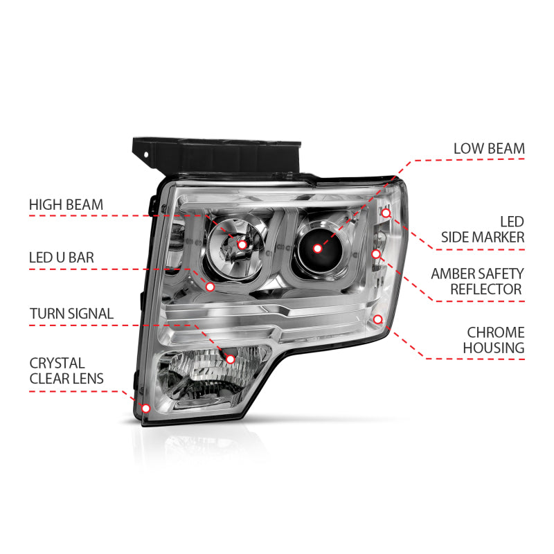 Anzo 2009-2014 Ford F-150 Projector Headlights w/ U-Bar Chrome 111264 User 4