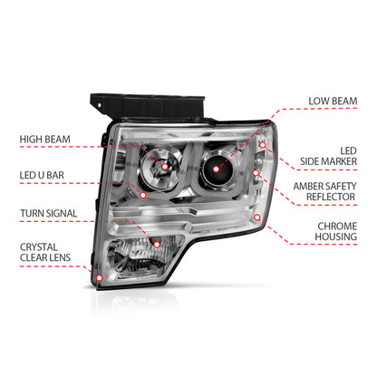 Anzo 2009-2014 Ford F-150 Projector Headlights w/ U-Bar Chrome 111264 User 4