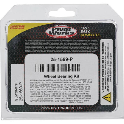 Pivot Works Aprilia, BMW, Cagiva, Moto_Guzzi Wheel Bearing Kit Premium Bearings 25-1569-P 25-1569-P Photo - Primary