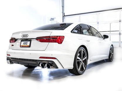 AWE Tuning 19-23 Audi C8 S6/S7 2.9T V6 AWD Track Edition Exhaust - Chrome Silver Tips 3020-42101 3020-42101 Photo - Mounted