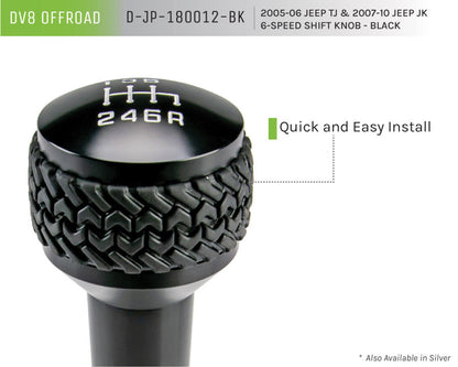 DV8 Offroad 2005-2010 Jeep TJ/JK 6-Speed Shift Knob Black Finish D-JP-180012-BK D-JP-180012-BK Product Brochure - a specific brochure describing a Product