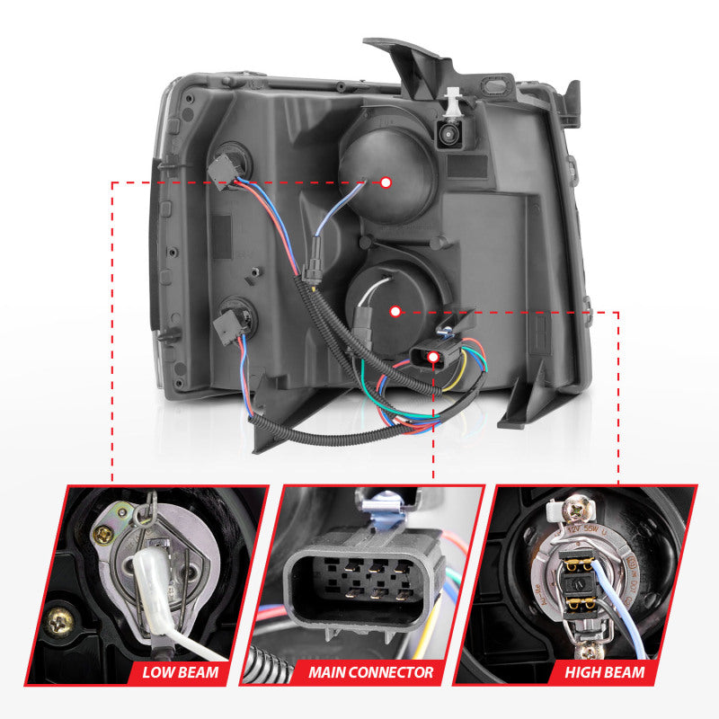 ANZO 2007-2013 Chevrolet Silverado 1500 Projector w/ Light Bar Chrome Housing w/ Sequential 111546 111546 User 7