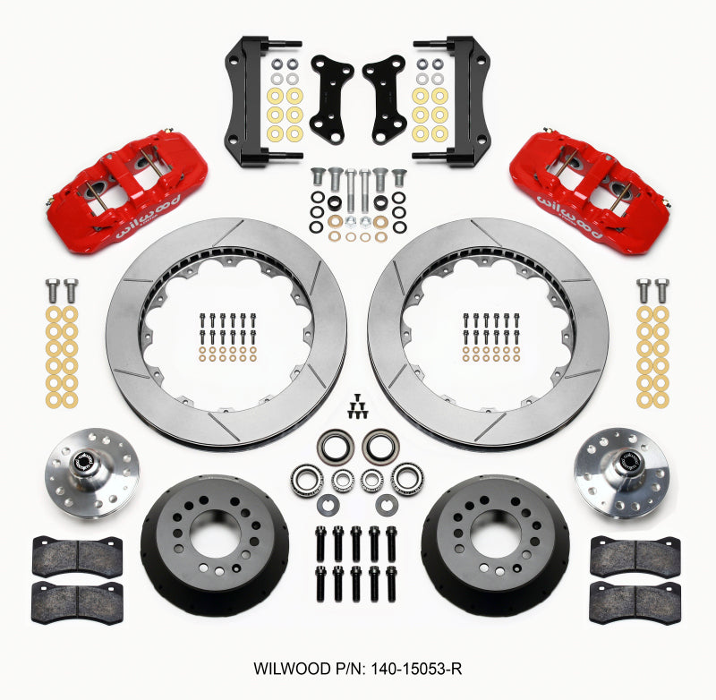 Wilwood AERO6 Front Hub Kit 15.00 Red 67-69 Camaro 64-72 Nova Chevelle 140-15053-R 140-15053-R Photo - Primary