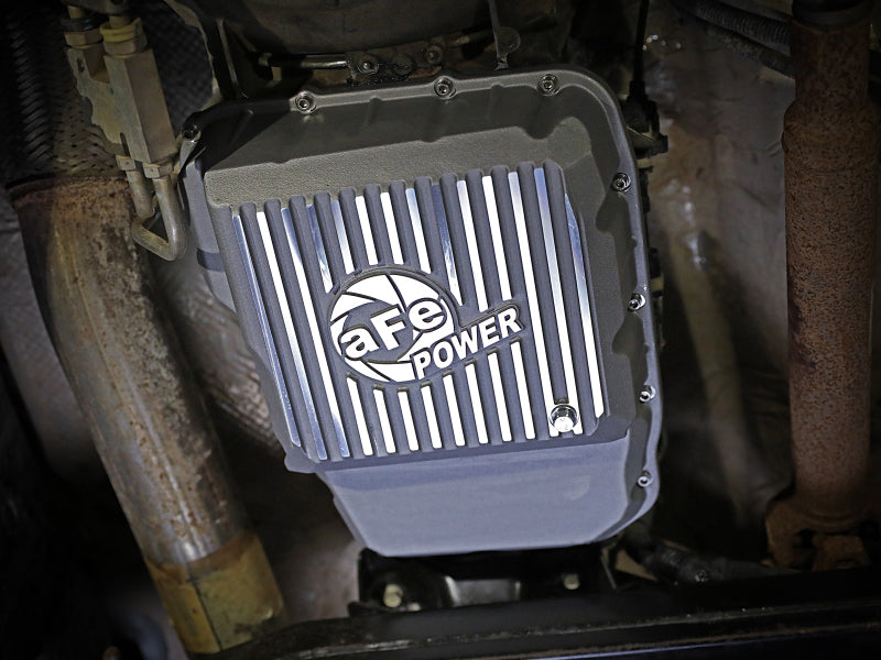 aFe Transmission Pan Raw w/ Machined Fins 13-19 Dodge Diesel Trucks L6-6.7L (td) 46-71160A 46-71160A Photo - Mounted