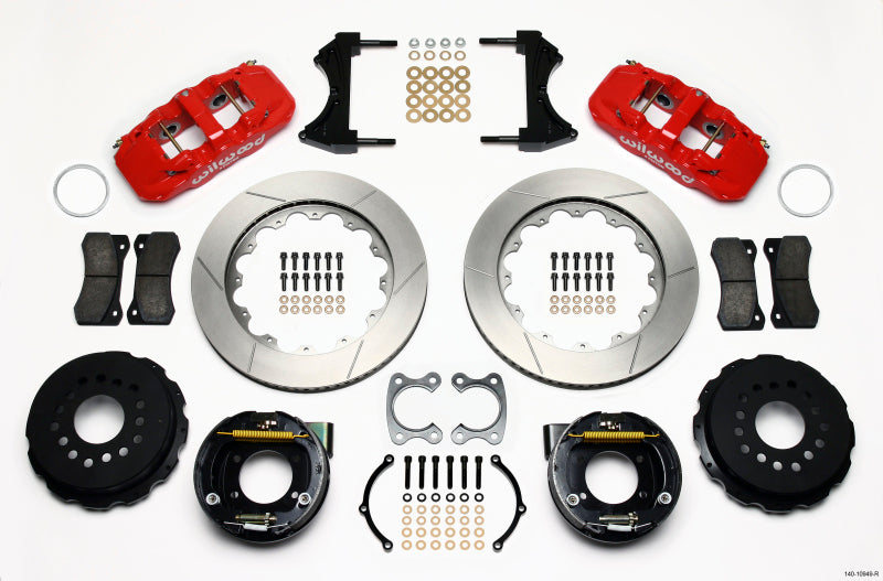 Wilwood AERO4 Rear P-Brake Kit 14.00in Red Small Ford 2.50in Offset 140-10949-R 140-10949-R Photo - Primary