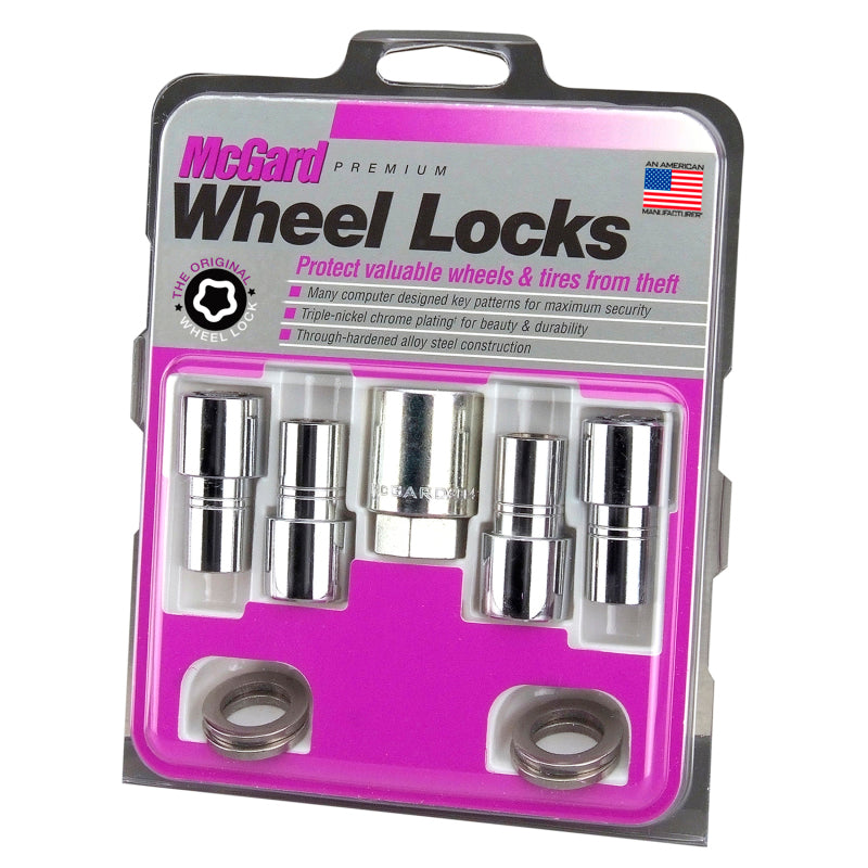 McGard Wheel Lock Nut Set - 4pk. (Long Shank Seat) M12X1.5 / 13/16 Hex / 1.75in. Length - Chrome 22158 22158 Photo - in package