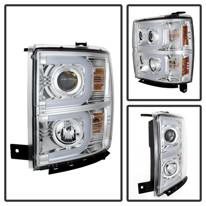 Spyder Chevy Silverado 1500 14-16 Projector Headlights Light Bar DRL Chrm PRO-YD-CS14-LBDRL-C 5079480 5079480 User 1