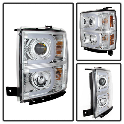 Spyder Chevy Silverado 1500 14-16 Projector Headlights Light Bar DRL Chrm PRO-YD-CS14-LBDRL-C 5079480 5079480 User 1