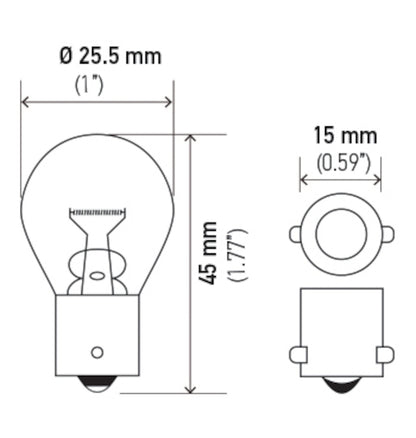 Hella Bulb 93 12V 13W BA15s S8 93 93 Technical Drawing