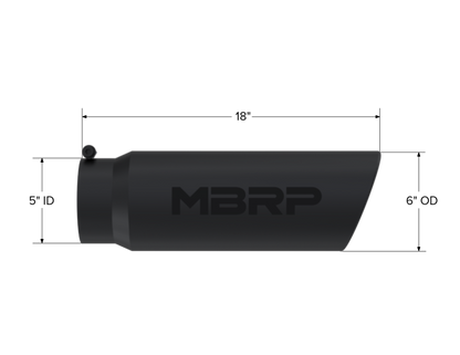 MBRP Universal Tip 6in OD Angled Rolled End 5in Inlet 18 in Length T5125BLK Photo - Close Up