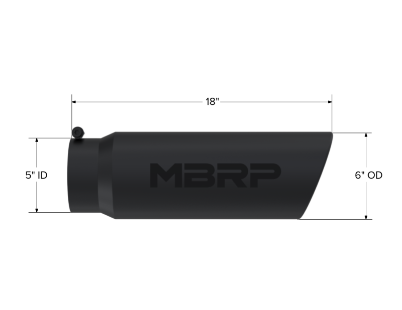 MBRP Universal Tip 6in OD Angled Rolled End 5in Inlet 18 in Length T5125BLK Photo - Close Up