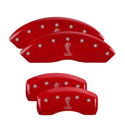 MGP 4 Caliper Covers Engraved Front & Rear Tiffany Snake Red finish silver ch 10017SSNKRD 10017SSNKRD Photo - Primary