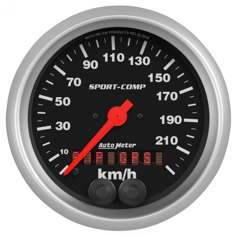 Autometer Sport-Comp 3-3/8in. 0-225KM/H (GPS) Speedometer Gauge 3982-M 3982-M Photo - Primary