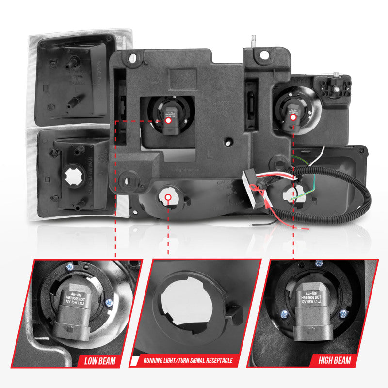 ANZO 88-98 Chevrolet C1500 Crystal Headlights Black Housing w/ Signal and Side Marker Lights 111507 111507 User 4