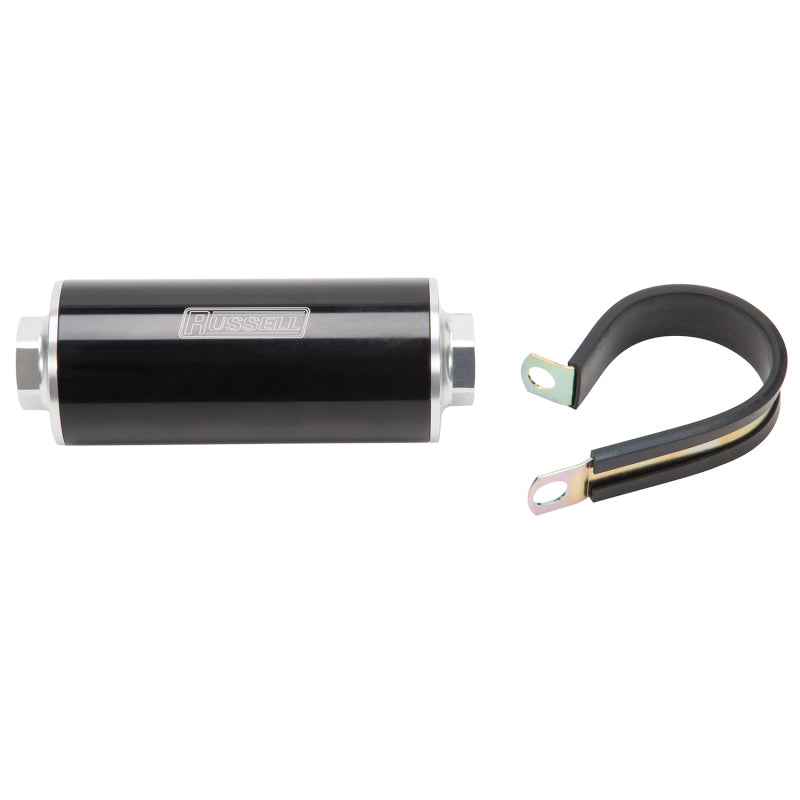 Russell Fuel Filter 10 Micron #10 AN Inlet #10 AN Outlet Blk/Clear Finish 649250 Photo - Primary