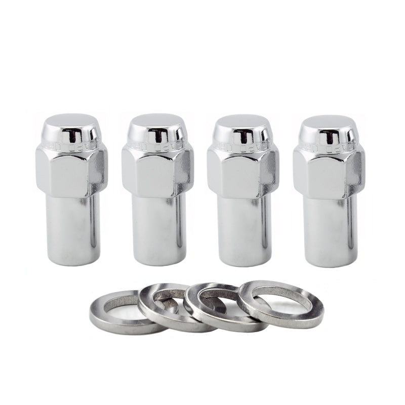McGard Hex Lug Nut (Long Shank - .946in.) M12X1.5 / 13/16 Hex / 1.85in. Length (4-pack) - Chrome 62002 62002 Photo - out of package