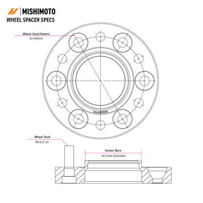 Mishimoto Wheel Spacers - 5x114.3 - 66.1 - 30 - M12 - Black MMWS-007-300BK MMWS-007-300BK Technical Drawing