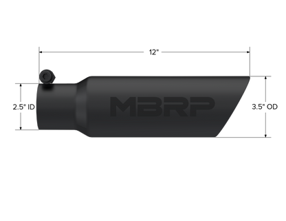 MBRP Universal Tip 3.5 O.D. Dual Wall Angled 2.5 inlet 12 length T5106BLK Photo - Close Up