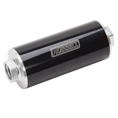 Russell Fuel Filter 10 Micron #10 AN Inlet #10 AN Outlet Blk/Clear Finish 649250 Photo - out of package
