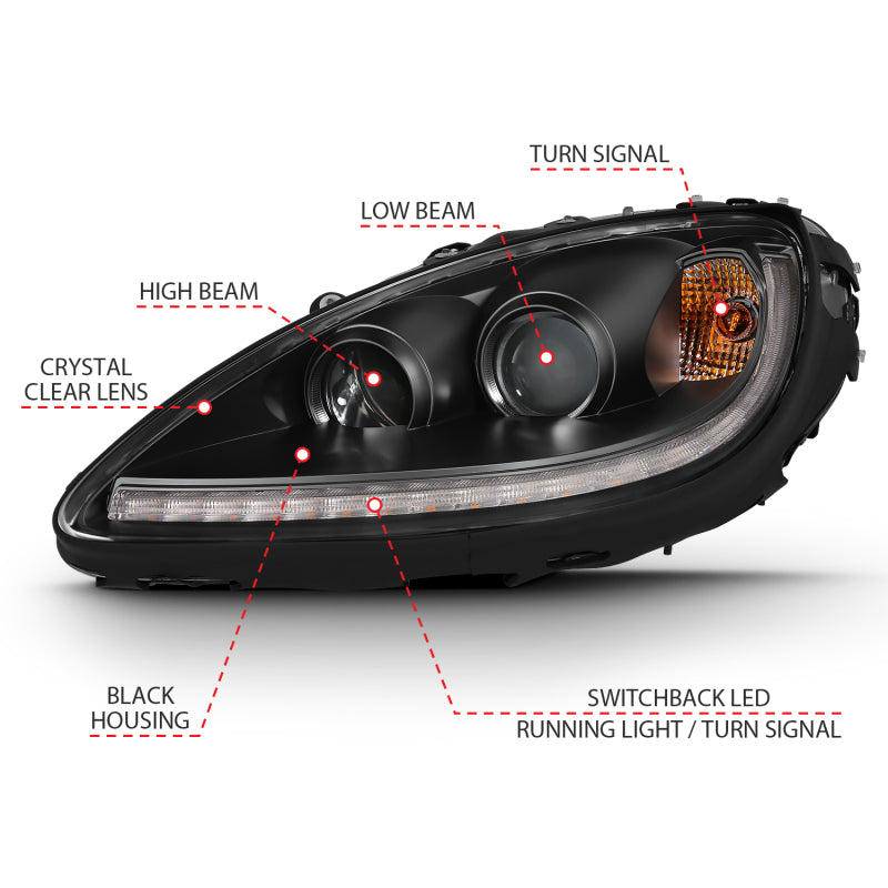 ANZO 2005-2013 Chevy Corvette Projector Plank Style Switchback H.L. Black Amber 121553 121553 Photo - out of package