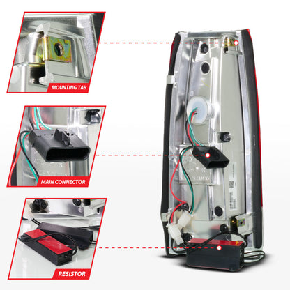 ANZO 88-99 Chevy C/K1500/2500/3500 Full LED Light Tube Taillights Chrome Housing Red/Clear Lens 311484 311484 Photo - Unmounted