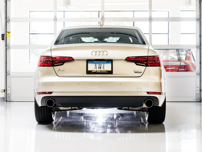 AWE Tuning Audi B9 A4 SwitchPath Exhaust Dual Outlet - Chrome Silver Tips (Includes DP and Remote) 3025-32014 3025-32014 Photo - Mounted