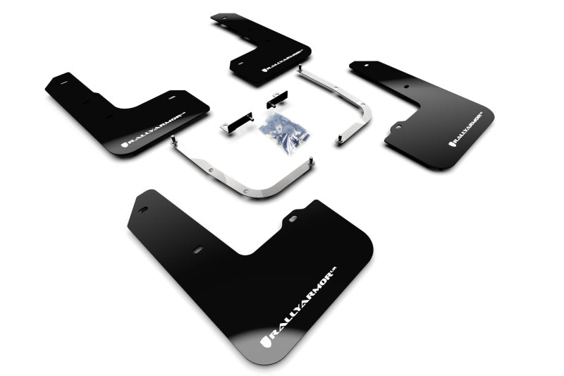 Rally Armor 2019+ Hyundai Veloster N UR Black Mud Flap w/ White Logo MF57-UR-BLK/WH Photo - Primary