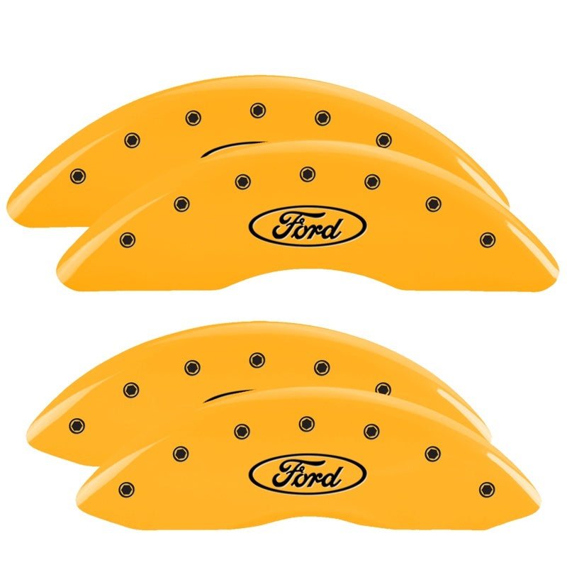 MGP 4 Caliper Covers Engraved Front & Rear Oval logo/Ford Yellow finish black ch 10235SFRDYL 10235SFRDYL Photo - Primary