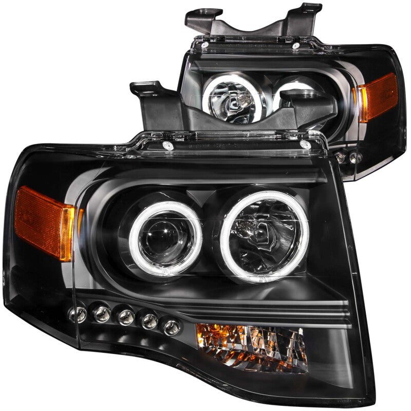 Anzo 2007-2014 Ford Expedition Projector Headlights w/ Halo Black 111113 Photo - Primary
