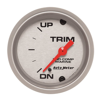AutoMeter Marine Silver Ultra-Lite 2-1/16in 0 Down 90 Up Electric Trim Level Gauge 200766-33 200766-33 Photo - Primary