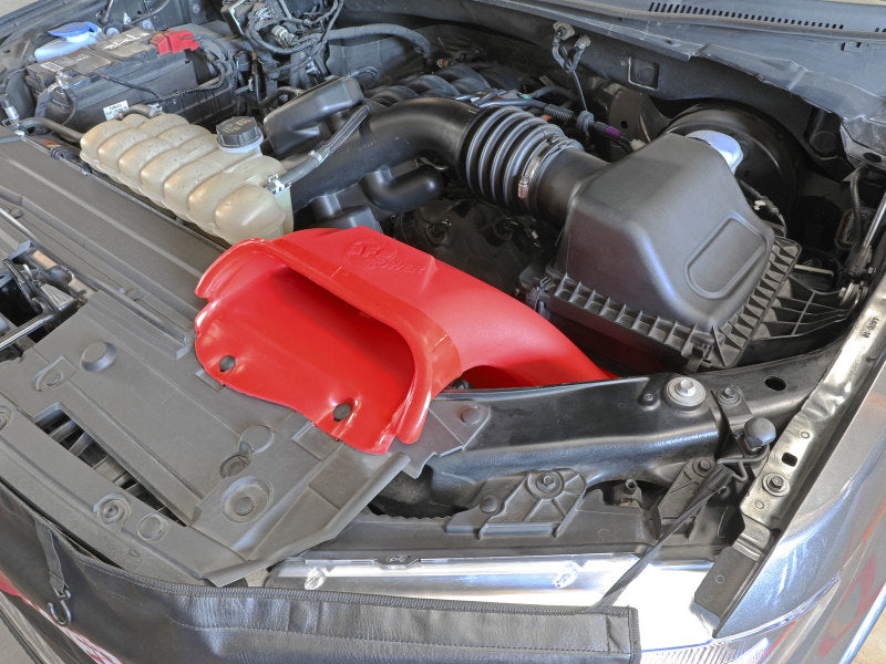 aFe Rapid Induction Dynamic Air Scoop 2021+ Ford F-150V6/V8 - Red 52-10010SR 52-10010SR Photo - Mounted