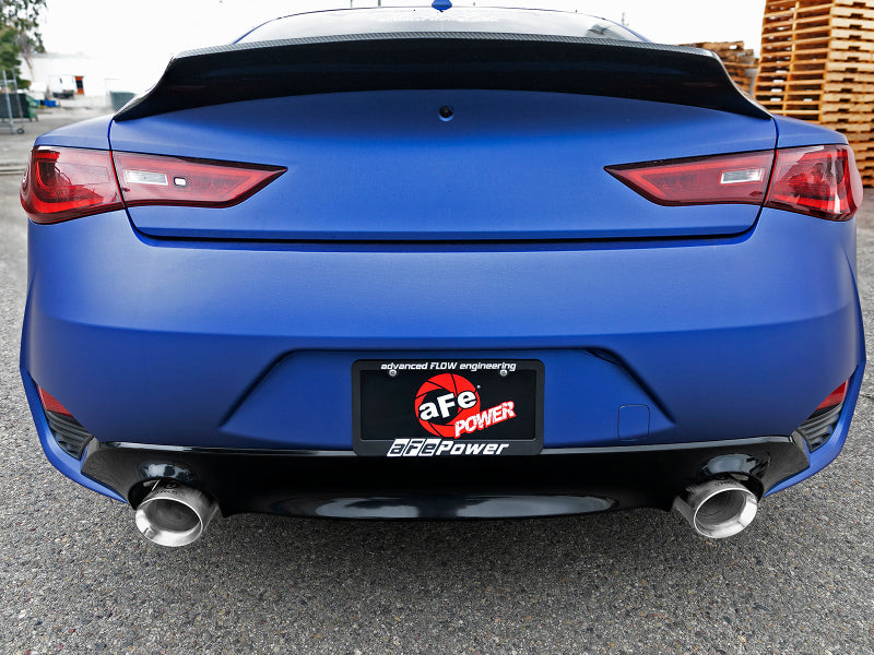 aFe POWER Takeda 2.5in 304 SS CB Exhaust w/ Polished Tips 17-19 Infiniti Q60 V6-3.0L (tt) 49-36134NM-P 49-36134NM-P Photo - Mounted