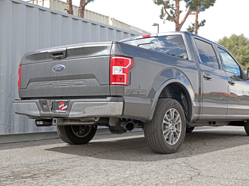aFe Gemini XV 3in 304 SS Cat-Back Exhaust 15-20 Ford F-150 V6 2.7L/3.5 w/ Black Tips 49-33123-B 49-33123-B Photo - Mounted