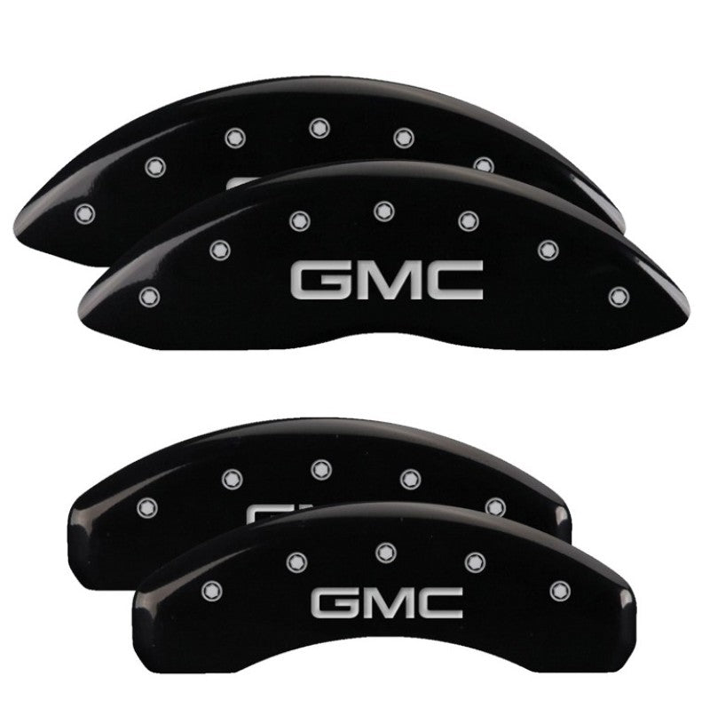 MGP 21-22 GMC Yukon/XL Set of 4 Caliper Covers Engraved Front & Rear GMC Black w/ Silver Characters 34221SGMCBK