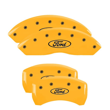MGP 4 Caliper Covers Engraved Front & Rear Oval logo/Ford Yellow finish black ch 10198SFRDYL 10198SFRDYL Photo - Primary