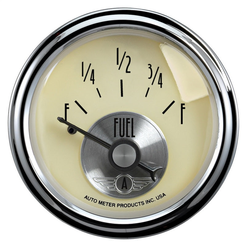 AutoMeter Gauge Fuel Level 2-1/16in. 240 Ohm(e) to 33 Ohm(f) Elec Prestige Antq. Ivory 2017 2017 Photo - Primary