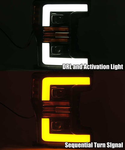 AlphaRex 17-19 Ford F-250 SD PRO-Series Proj Headlights Plank Style Black w/Activ Light/Seq Signal 880108 880108 User 2