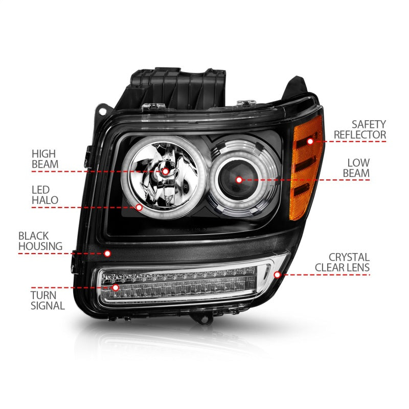 Anzo 2007-2012 Dodge Nitro Projector Headlights w/ Halo Black (CCFL) G2 111145 Photo - Unmounted
