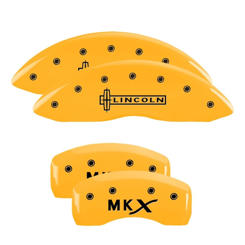 MGP 4 Caliper Covers Engraved Front Lincoln Engraved Rear MKX Yellow finish black ch 36021SLCXYL 36021SLCXYL Photo - Primary