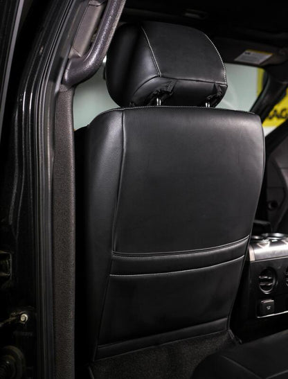 PRP Seats PRP 12-14 Ford Raptor Front Seat Covers (Pair) - Black w Silver Stitch B068-06 B068-06 Photo - Close Up