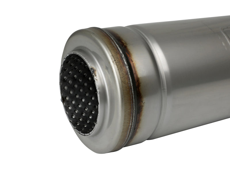 aFe MACH Force-Xp 409 SS Muffler 3in Center/Center 18in L X 5in Dia - Round Body 49M30050 49M30050 Photo - Unmounted