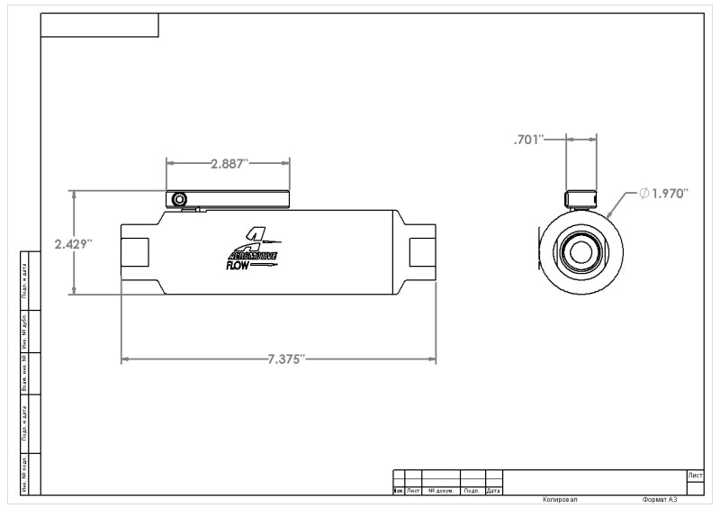 Aeromotive ORB-10 Shutoff Valve Fuel Filter 12331 Technical Drawing