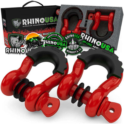 Rhino USA 3/4In D-Ring Shackle Set (2-Pack)(Red) RNO-RED-SHACKLES RNO-RED-SHACKLES Photo - Primary
