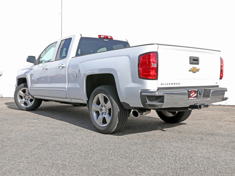 aFe Gemini XV 3in 304SS CB Exhaust w/ Cutout 14-19 GM Trucks 4.3/5.3L w/ Pol Tips - CrewCab/Extended 49-34132-P 49-34132-P Photo - Mounted