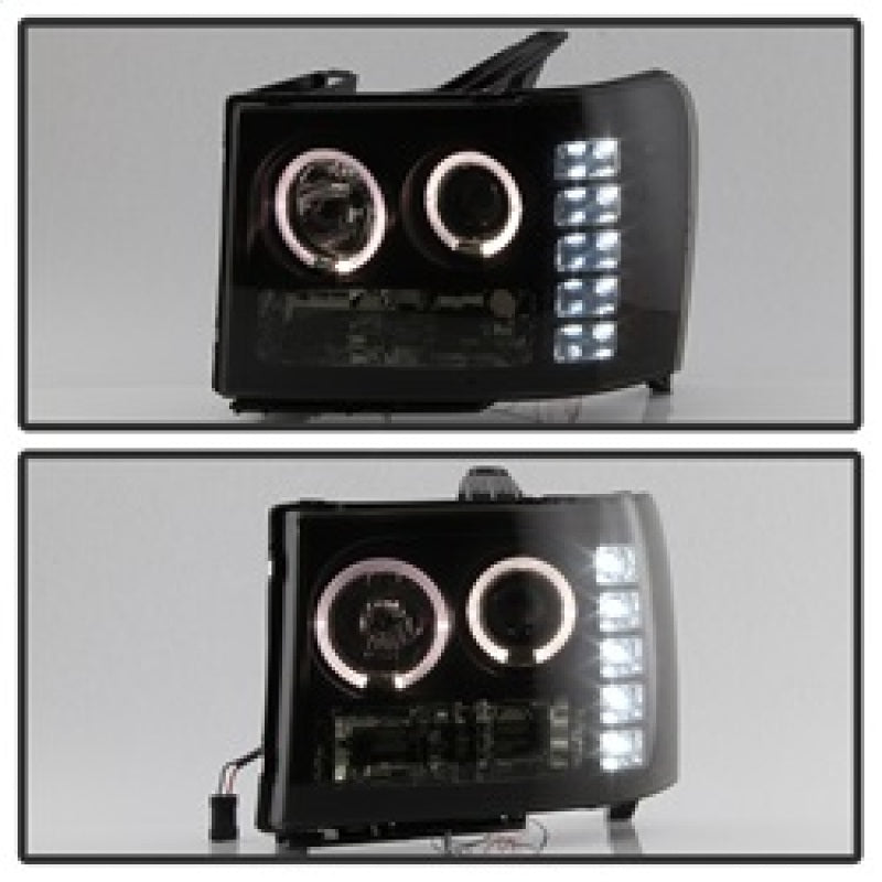 Spyder GMC Sierra 1500/2500 07-13 Projector Headlights LED Halo- LED Blk Smke PRO-YD-GS07-HL-BSM 5078506 5078506 Photo - Unmounted