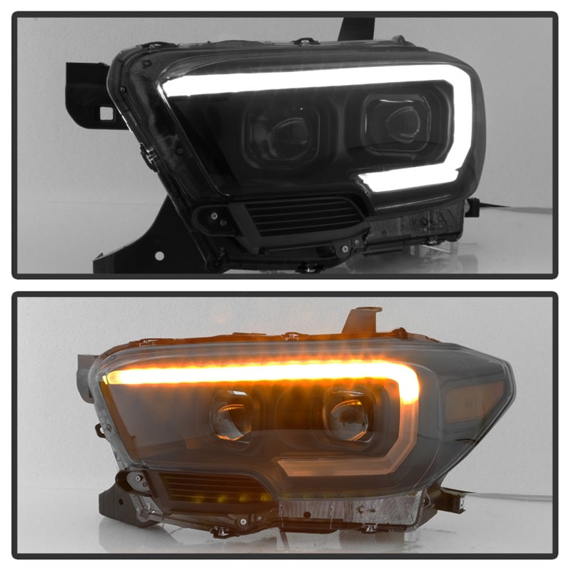 SPYDER xTune 16-18 Toyota Tacoma SR/SR5 DRL Proj Headlights w/Turn Signal - Blk Smk (PRO-JH-TTA16-SR-BSM) 9043000 9043000 Photo - Unmounted