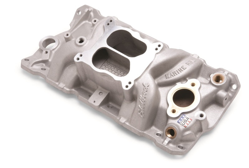 Edelbrock RPM Q-Jet Marine, SBC 23-Degree, 1955-1986, Manifold, with Brass 2504 Photo - Primary