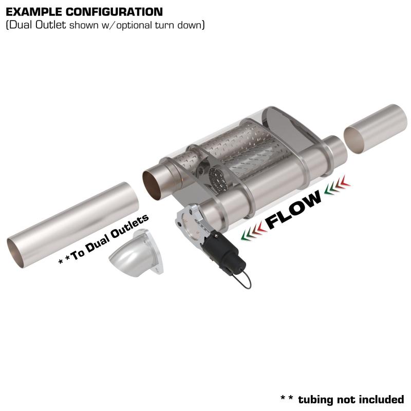 QTP 3in Weld-On 304SS Screamer Muffler Short Case w/Bolt-On QTEC Electric Cutout 13302C 13302C Photo - Primary